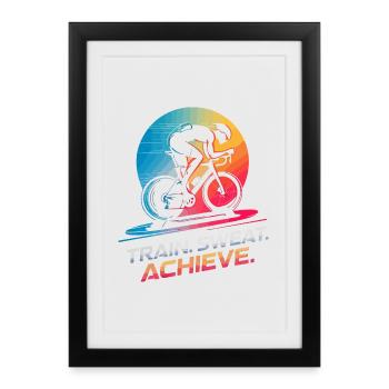 Train. Sueur. Accomplir. Entraîneur de cyclisme d’intérieur - Affiche encadrée (27 × 37 cm) - noir - Devant