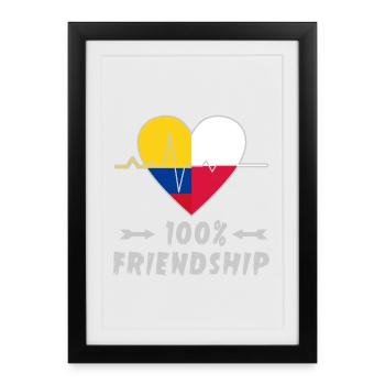 Kolumbien und Polen 100% Freundschaft - Gerahmtes Poster (27 × 37 cm) - Schwarz - Vorne