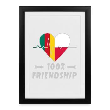 100 % amitié entre le Cameroun et la Pologne - Affiche encadrée (27 × 37 cm) - noir - Devant