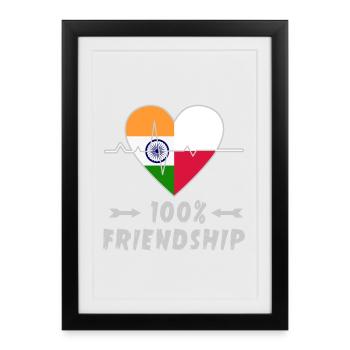 L'Inde et la Pologne : amitié à 100 % - Affiche encadrée (27 × 37 cm) - noir - Devant