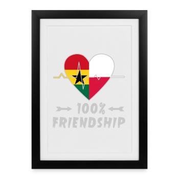 100 % amitié entre le Ghana et la Pologne - Affiche encadrée (27 × 37 cm) - noir - Devant