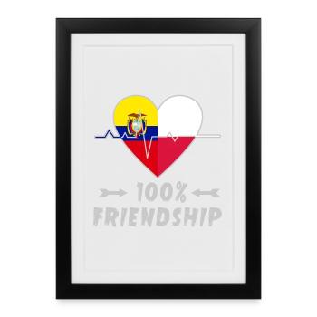 L'Equateur et la Pologne : amitié à 100 % - Affiche encadrée (27 × 37 cm) - noir - Devant