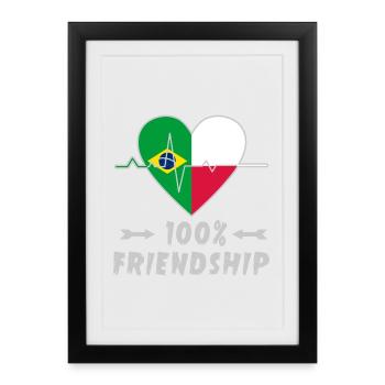 Le Brésil et la Pologne : une amitié à 100 % - Affiche encadrée (27 × 37 cm) - noir - Devant