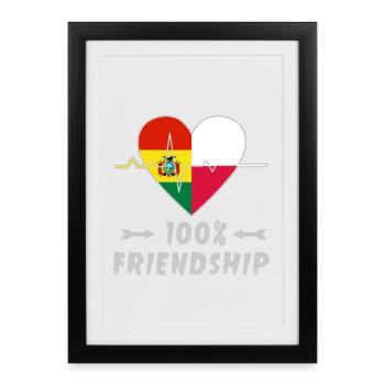 100 % amitié entre la Bolivie et la Pologne - Affiche encadrée (27 × 37 cm) - noir - Devant