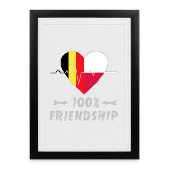 100 % amitié entre la Belgique et la Pologne - Affiche encadrée (27 × 37 cm) - noir - Devant