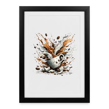Exploded Coffee - 100% Caffeine - Framed poster (27 × 37 cm) - black - Front