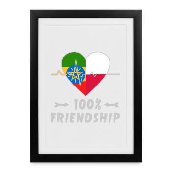 100 % amitié entre l'Éthiopie et la Pologne - Affiche encadrée (27 × 37 cm) - noir - Devant