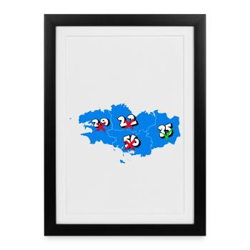 Région Bretagne - Affiche encadrée (27 × 37 cm) - noir - Devant