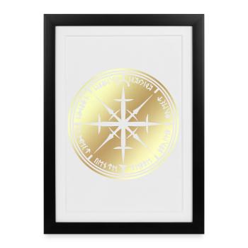 Compass rose - Framed poster (27 × 37 cm) - black - Front