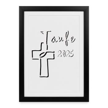 Baptism 2025 Fish Dips in Cross 3D Effect - Framed poster (27 × 37 cm) - black - Front