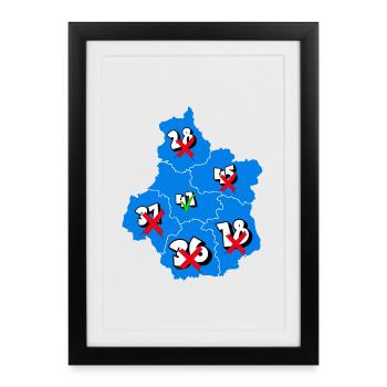 Région centre - Affiche encadrée (27 × 37 cm) - noir - Devant