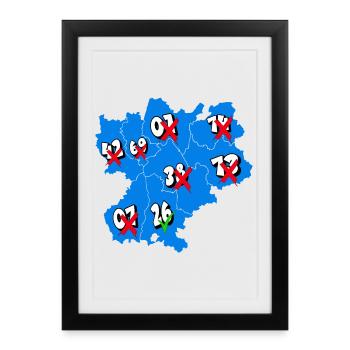 Région Rhône-Alpes - Affiche encadrée (27 × 37 cm) - noir - Devant