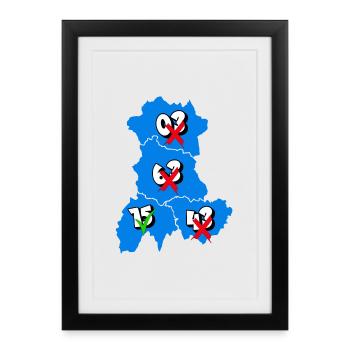 Région Auvergne - Affiche encadrée (27 × 37 cm) - noir - Devant