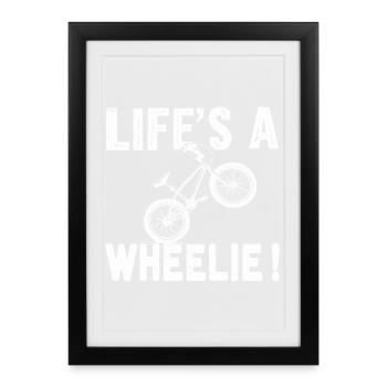 BMX bike fun Wheelie - Gerahmtes Poster (27 × 37 cm) - Schwarz - Vorne