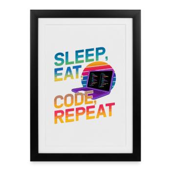 Sleep Eat Code Repeat Gift For Coder - Framed poster (27 × 37 cm) - black - Front