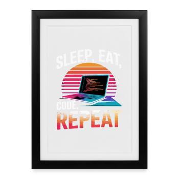 Sleep Eat Code Repeat Gift Programmer Developer - Framed poster (27 × 37 cm) - black - Front