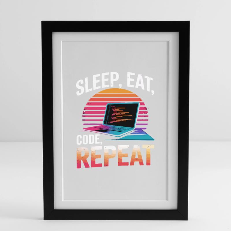 Sleep Eat Code Repeat Gift Programmer Developer Framed poster (27 × 37 cm)