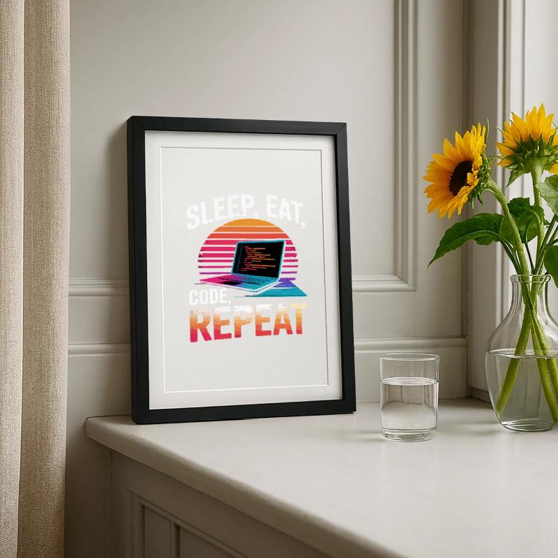 Sleep Eat Code Repeat Gift Programmer Developer Framed poster (27 × 37 cm)