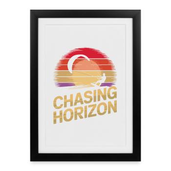 Coucher de soleil cerf-volant T-Shirt - Affiche encadrée (27 × 37 cm) - noir - Devant