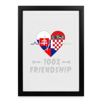 La Slovaquie et la Croatie : amitié à 100 % - Affiche encadrée (27 × 37 cm) - noir - Devant