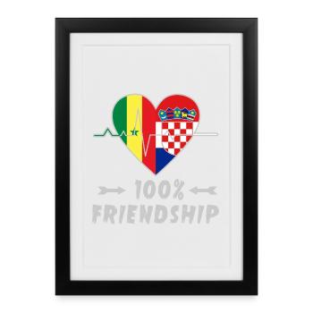 100 % amitié entre le Sénégal et la Croatie - Affiche encadrée (27 × 37 cm) - noir - Devant