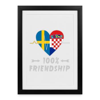 100 % amitié entre la Suède et la Croatie - Affiche encadrée (27 × 37 cm) - noir - Devant
