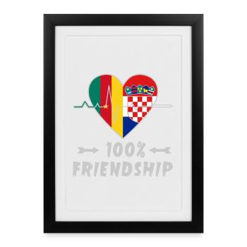 100 % amitié entre le Cameroun et la Croatie - Affiche encadrée (27 × 37 cm) - noir - Devant