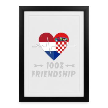 Netherlands and Croatia 100% friendship - Framed poster (27 × 37 cm) - black - Front
