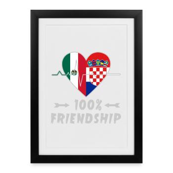 Mexico and Croatia 100% friendship - Framed poster (27 × 37 cm) - black - Front