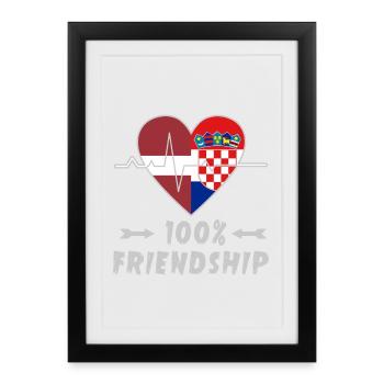 100 % amitié entre la Lettonie et la Croatie - Affiche encadrée (27 × 37 cm) - noir - Devant