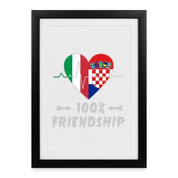 Italien und Kroatien 100% Freundschaft - Gerahmtes Poster (27 × 37 cm) - Schwarz - Vorne