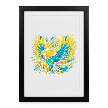 Kazakhstan aigle drapeau drapeau Cool Gift - Affiche encadrée (27 × 37 cm) - noir - Devant