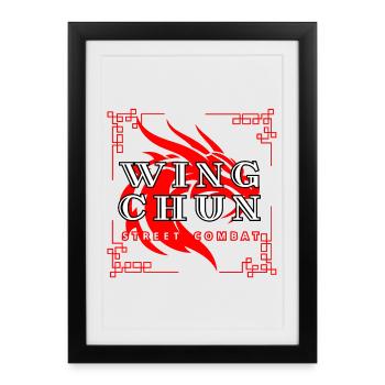 Wing Chun street combat dragon shirt - Framed poster (27 × 37 cm) - black - Front