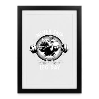 Jambe jour autruche jambe entraînement drôle Gym cadeau - Affiche encadrée (27 × 37 cm) - noir - Devant