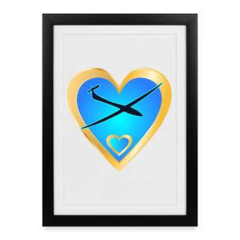 GLIDER PILOT HEART AIR SPORTS - Framed poster (27 × 37 cm) - black - Front