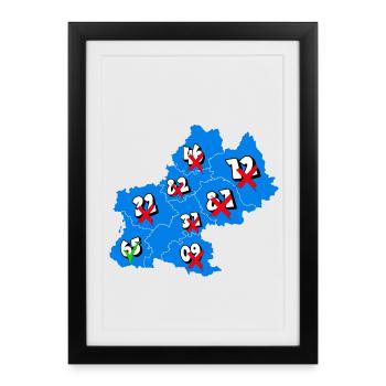 Région Midi-Pyrénées - Affiche encadrée (27 × 37 cm) - noir - Devant