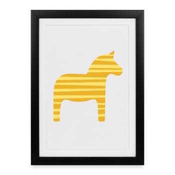 Dala Horse Stripes Suède Noël scandinave - Affiche encadrée (27 × 37 cm) - noir - Devant