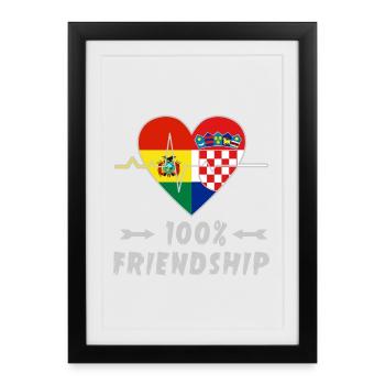 100 % amitié entre la Bolivie et la Croatie - Affiche encadrée (27 × 37 cm) - noir - Devant