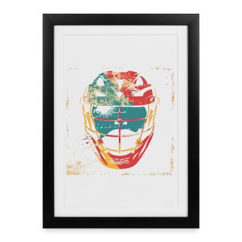 Oldschool Lacrosse Helmet - Framed poster (27 × 37 cm) - black - Front