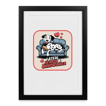 Dalmatiens i Seatl Hearts Sandwiches Motif Chien - Affiche encadrée (27 × 37 cm) - noir - Devant