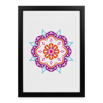 Ornement de yoga étoile flocon de neige Noël om - Affiche encadrée (27 × 37 cm) - noir - Devant