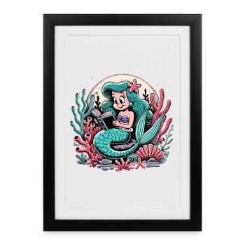 Mermaid Mermaid Reading Book Books Gift - Framed poster (27 × 37 cm) - black - Front