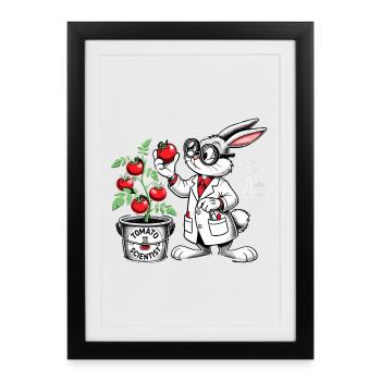 Tomate scientifique science lapin cadeau - Affiche encadrée (27 × 37 cm) - noir - Devant