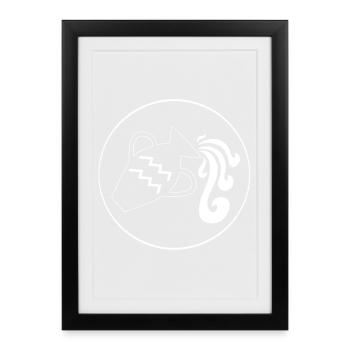 Signe du zodiaque verseau (blanc) - Affiche encadrée (27 × 37 cm) - noir - Devant
