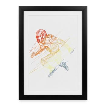 Croquis de joueur de football - Affiche encadrée (27 × 37 cm) - noir - Devant