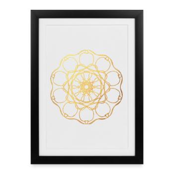 Gold Sun Yoga Mandala India om Namaste Center - Framed poster (27 × 37 cm) - black - Front