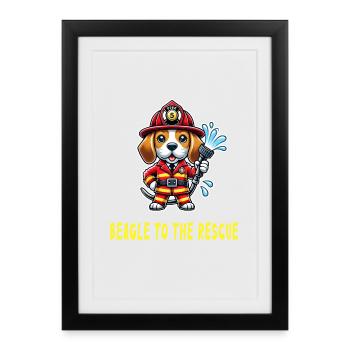 Beagle to the rescue - Framed poster (27 × 37 cm) - black - Front