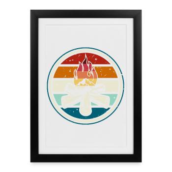 Campfire Crest Outdoors Badge - Framed poster (27 × 37 cm) - black - Front