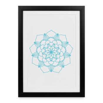 fleur de glace Mandala Yoga étoile décoration méditation - Affiche encadrée (27 × 37 cm) - noir - Devant
