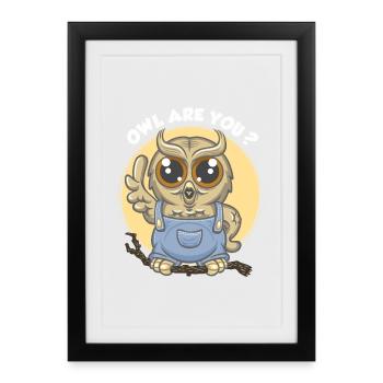 Owl are you ? - Affiche encadrée (27 × 37 cm) - noir - Devant
